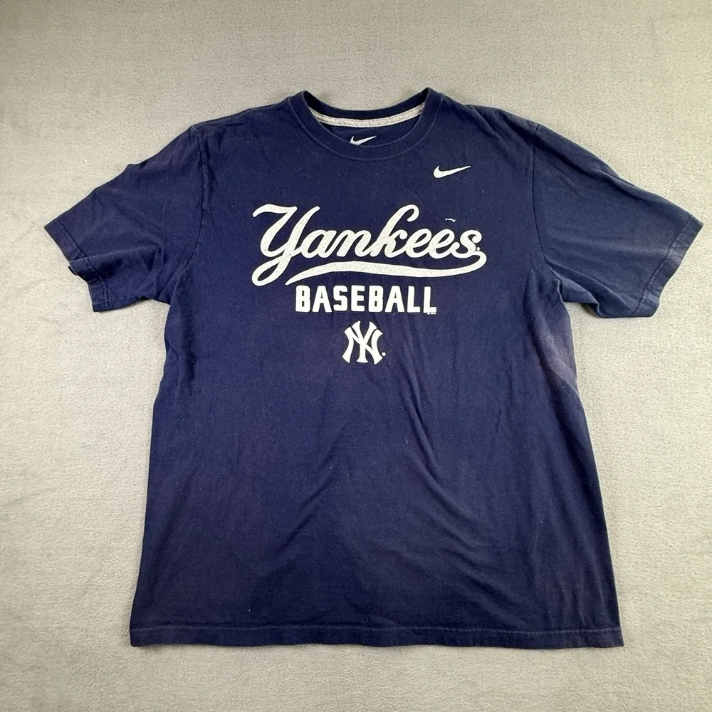 New York Yankees Shirt Mens XL Blue MLB Baseball Nike Tee Nike Swoosh Bleached